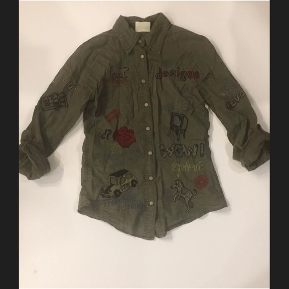 Desigual Embroidered Long Sleeve Button Down - Picture 1 of 6